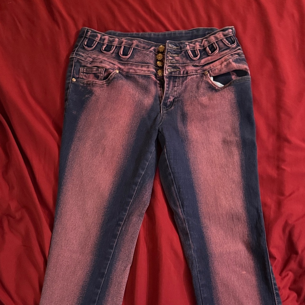 Trendy High Rise Pink and Blue Women's Jeans